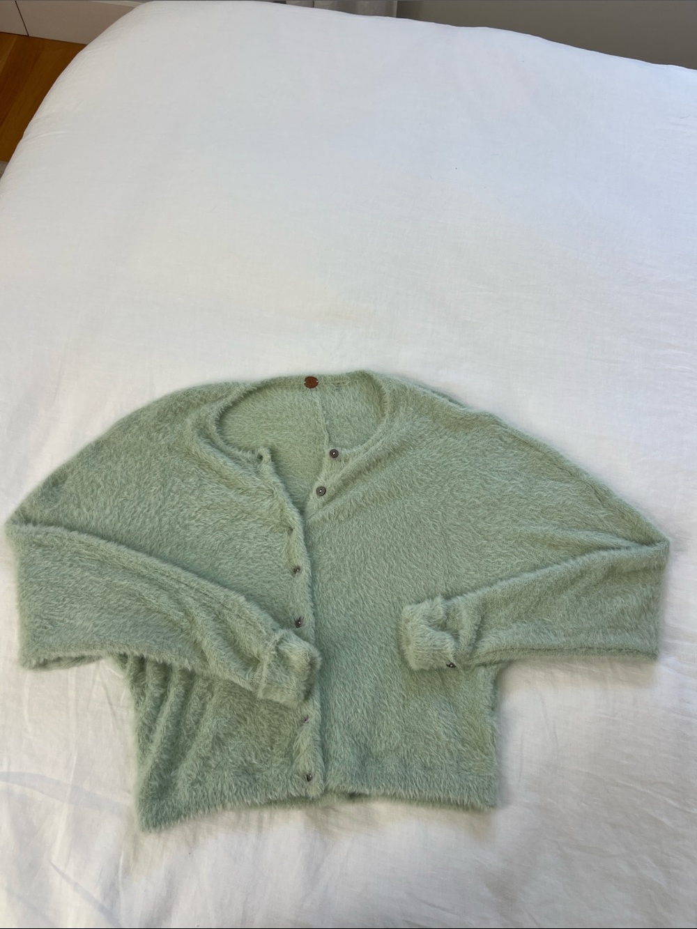 Free People Fuzzy Mint Green Button-Up Cardigan (tags on)